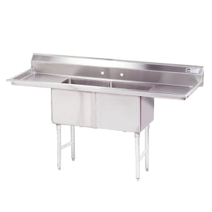 009-FC2182418RL 72" 2 Compartment Sink w/ 18"L x 24"W Bowl, 14" Deep