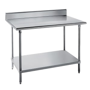 009-KMS245 60" 16 ga Work Table w/ Undershelf & 304 Series Stainless Top, 5" Backsp...