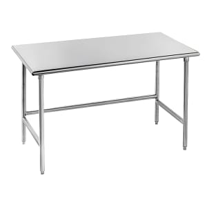009-TSS304 48" 14 ga Work Table w/ Open Base & 304 Series Stainless Flat Top
