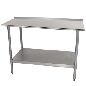 009-TTF247X 84" 18 ga Work Table w/ Undershelf & 430 Series Stainless Top, 1 1/2" Backsplash