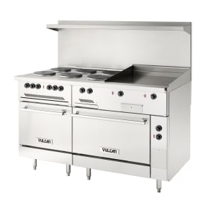 207-EV60SS6FP24G208 60" EV Series Electric Range w/ (6) French Hot Plates & (1) Griddle, 208v/1ph/3ph
