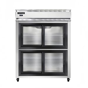 160-2RESNSASGDHD 57" Two Section Reach In Refrigerator, (4) Sliding Glass  Doors, Top Compre...