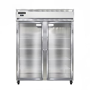 160-2RENSASGD 57" Two Section Reach In Refrigerator, (2) Sliding Glass Doors, Top Compressor...