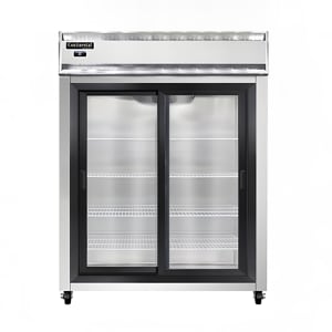 160-2RESNSASGD 57" Two Section Reach In Refrigerator, (2) Sliding Glass Doors, Top Compresso...