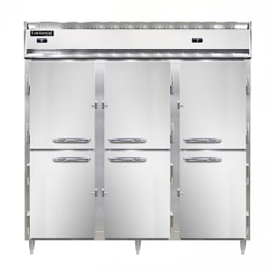 160-D3RRFNHD 78" Three Section Commercial Refrigerator Freezer - Solid Doors, Top Compressor...
