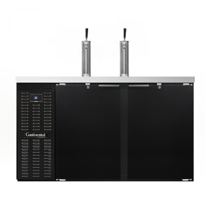 160-KC59SN 59" Kegerator Beer Dispenser w/ (2) Keg Capacity - (2) Column, Black, 115v