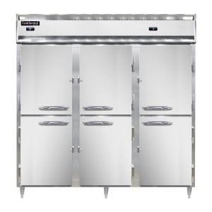 160-D3RFFNSSHD 78" Three Section Commercial Refrigerator Freezer - Solid Doors, Top Compress...