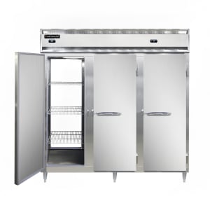 160-D3RFFNSSPT 78" Three Section Pass Thru Commercial Refrigerator Freezer - Solid Doors, To...