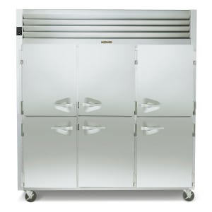 206-G30000 76" Three Section Reach In Refrigerator, (6) Solid Doors, 115v