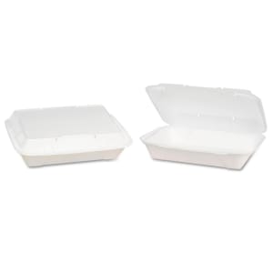 642-751597 Hinged Lid Food Container - 13"L x 9 3/4"W x 3 2/5"H, Foam, Black