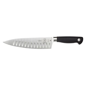 132-M21077 8" Granton Chef's Knife w/ Black Non-Slip Santoprene® Handle, High-Carbon German Steel