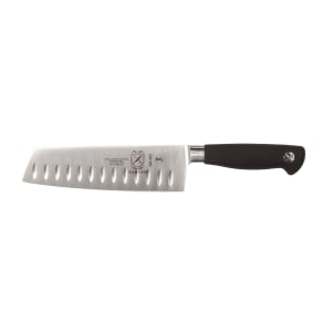 132-M21067 7" Granton Nakiri Vegetable Knife w/ Black Non-Slip Santoprene® Handle, High Carb...
