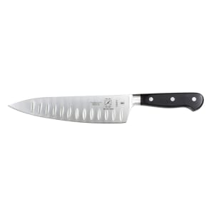 132-M23670 8" Granton Chef's Knife w/ Black Ergonomic Delrin® Handle, High-Carbon German Steel