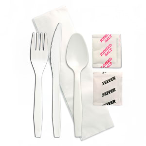 389-584507 Medium Weight Disposable Cutlery Set - Polypropylene, White