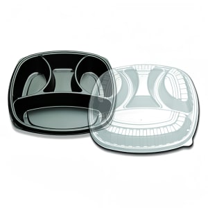 389-632451 14" Tray w/ Lid - Polystyrene, Black