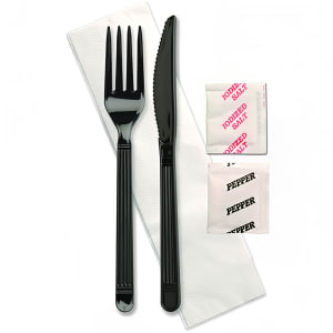 389-637854 Heavy Weight Disposable Cutlery Set - Polypropylene, Black
