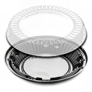 389-655194 10" Pie Container w/ Lid - Polystyrene, Black