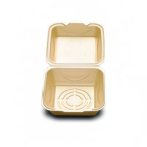 389-652275 6" Hinged Lid Food Container - Polystyrene, Wheat