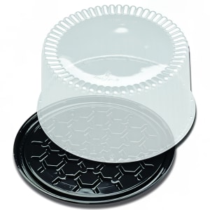 389-661957 9" Cake Display Container w/ Lid - Polystyrene, Black