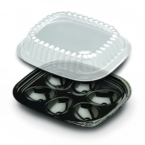 389-664001 Egg Display Tray w/ Lid - PET, Black