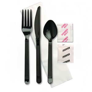 389-664891 Heavy Weight Disposable Cutlery Set - Polypropylene, Black