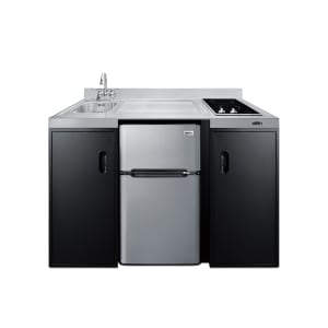 162-CK55ADASINKL 54" Kitchenette w/ Sink, Smooth Electric Cooktop, & Refrigerator/Freezer - Black/Silver, 115v
