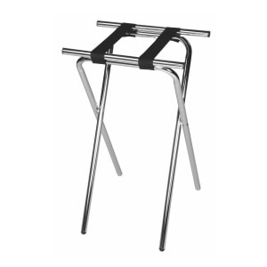 202-1053C1 31" Folding Tray Stand w/ Black Straps - 19" x 15" Top, Steel Frame w/ Chrome Finish