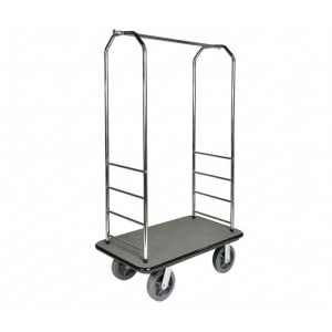 202-2000BK080GRY Luggage Cart w/ Carpeted Deck - 43"L x 23"W x 72 1/2"H, Chrome
