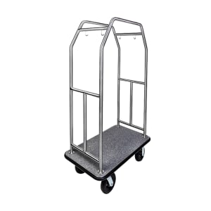 202-2999BK010GRY Luggage Cart w/ Carpeted Deck - 44"L x 24"W x 72"H, Stainless