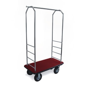 202-2000BK080RED Luggage Cart w/ Carpeted Deck - 43"L x 23"W x 72 1/2"H, Chrome