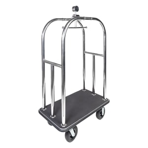 202-3799BK010BLK Luggage Cart w/ Carpeted Deck - 44"L x 24"W x 75"H, Stainless