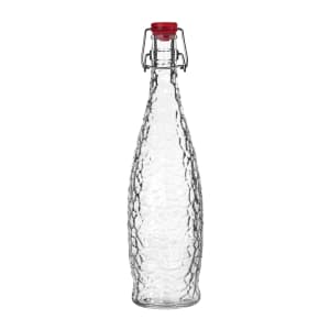 634-13150121 33 7/8 oz Glacier Bottle w/ Red Clamp Top Lid - Glass, Clear