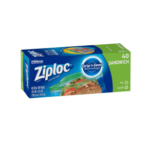 010-605133 Ziploc Zipper Seal Top Sandwich Bag - 6 1/2"L x 5 7/8"W, Clear