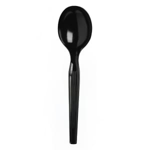 326-523089 5 3/4" Medium Weight Disposable Soup Spoon - Polystyrene, Black
