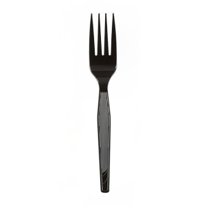 326-523045 6 1/8" Medium Weight Disposable Fork - Polystyrene, Black