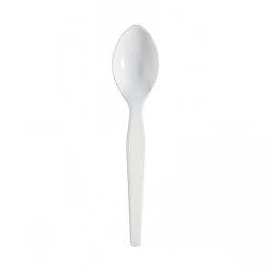 326-525498 6" Heavy Weight Disposable Teaspoon - Polystyrene, White