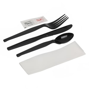 326-534429 Heavy Weight Disposable Cutlery Set - Polystyrene, Black