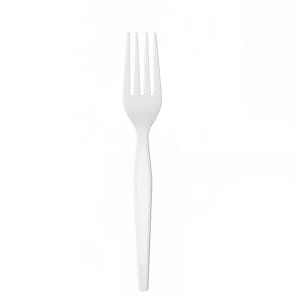 326-525444 7 1/8" Heavy Weight Disposable Fork - Polystyrene, White
