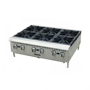 693-BDCTH36 6 Burner Countertop Hotplate - Heavy Duty, 150,000 BTU, Stainless, Convertible