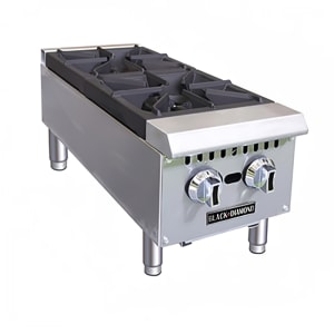 693-BDCTH12 12" Gas Hotplate w/ (2) Burners & Manual Controls, Convertible