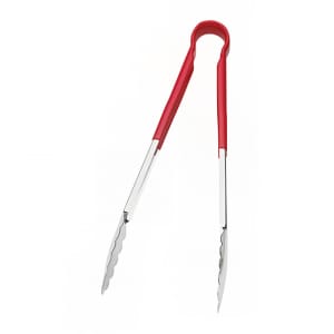 158-5511RD 9"L Stainless Utility Tongs, Red