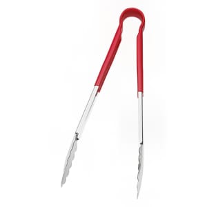 158-5512RD 12"L Stainless Utility Tongs, Red