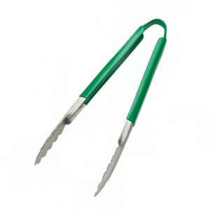 158-5511GR 9"L Stainless Utility Tongs, Green