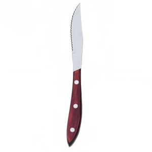 158-574339 9" Pointed Tip Steak Knife, Stainless Steel, Pakkawood Handle
