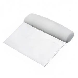 158-574379 Dough Cutter/Scraper w/ White Plastic Handle - 6" x 3", Carbon Steel