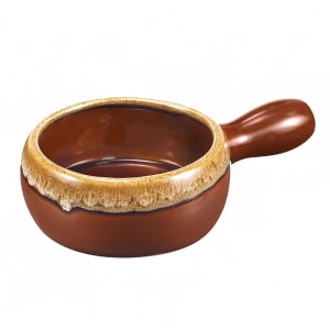 158-744050 12 oz Ceramic Onion Soup Bowl, With Side Handle, Brown