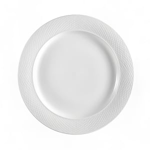 130-BST21 12" Round Boston Dinner Plate - Embossed Porcelain, Super White
