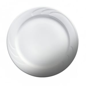 057-30191B 9 3/4" Round Bostonian Embossed Rim Plate - Ceramic, White