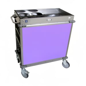 516-BC2L7 Mobile Beverage Service Cart w/ (2) Shelves & (2) Drawers - Stainless Steel/Purple Laminate