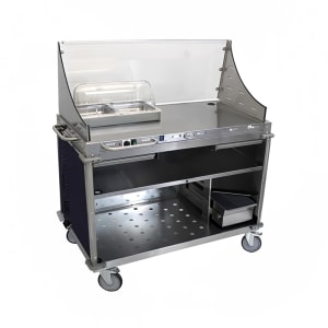 516-CBCDCL4 55 1/2" Mobile Demo/Sampling Cart w/ (2) Drawers & Stainless Top - Navy, 120v